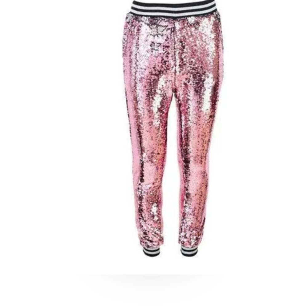 NWT Lola + The Boys Pink Lemonade Sequin Joggers Sz 2